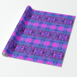 Trippy Hot Pink and Blue Impressionistic Landscape Wrapping Paper