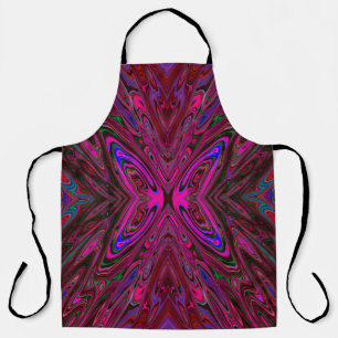 Trippy Hot Pink, Red and Blue Abstract Butterfly Apron