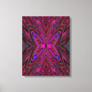 Trippy Hot Pink, Red and Blue Abstract Butterfly Canvas Print
