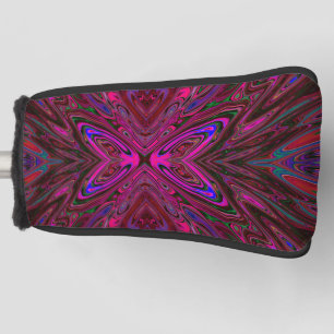 Trippy Hot Pink, Red and Blue Abstract Butterfly Golf Head Cover