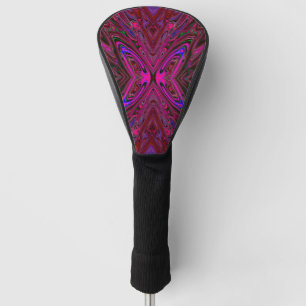 Trippy Hot Pink, Red and Blue Abstract Butterfly Golf Head Cover