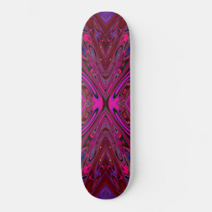 Trippy Hot Pink, Red and Blue Abstract Butterfly Skateboard