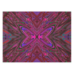 Trippy Hot Pink, Red and Blue Abstract Butterfly Tablecloth