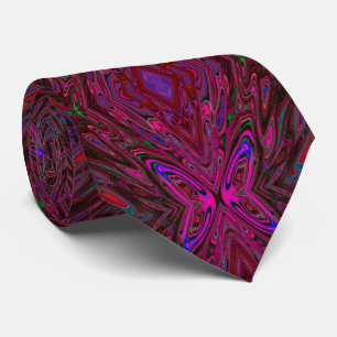 Trippy Hot Pink, Red and Blue Abstract Butterfly Tie