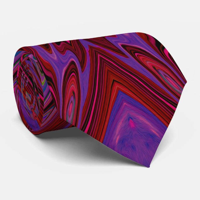 Trippy Hot Pink, Red and Blue Abstract Butterfly Tie (Rolled)