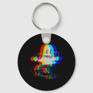 Trippy House Music Ghost Halloween Techno Rave Ska Key Ring