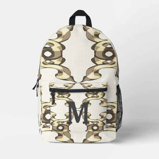 Trippy Intertwined Minimalist Snakes Printed Backpack (Front)