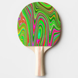 Trippy Lime Green and Magenta Abstract Groovy Art Ping Pong Paddle