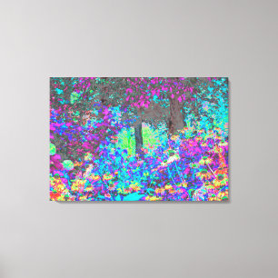 Trippy Lime Green and Purple Garden Sunrise Canvas Print
