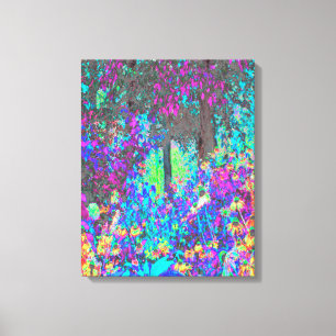 Trippy Lime Green and Purple Garden Sunrise Canvas Print