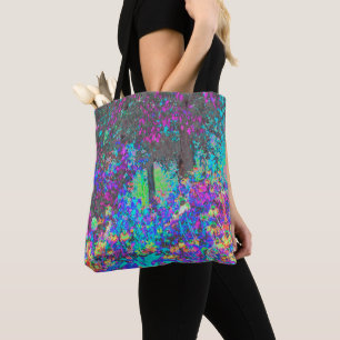 Trippy Lime Green and Purple Garden Sunrise Tote Bag