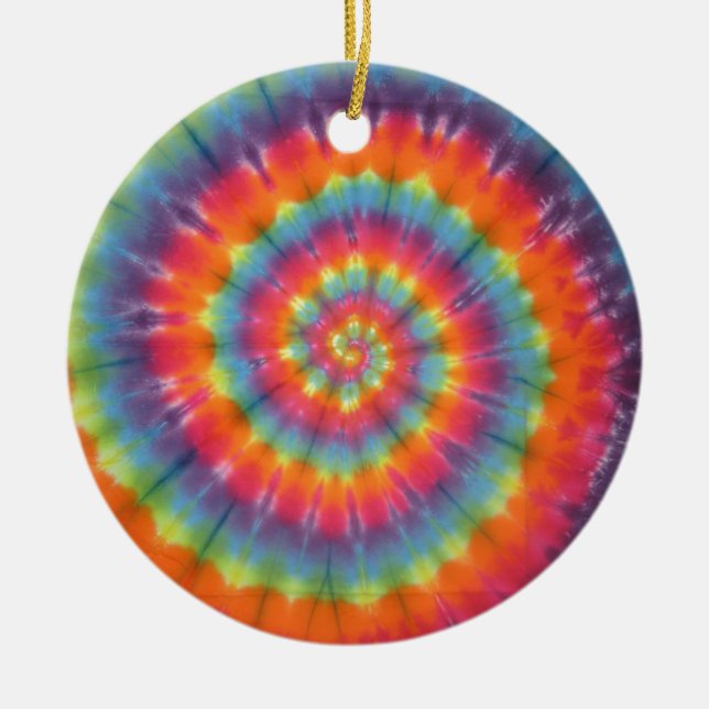 Trippy Little Swirl Tie Dye PhatDyes Ceramic Tree Decoration (Front)