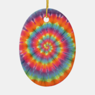 Trippy Little Swirl Tie Dye PhatDyes Ceramic Tree Decoration