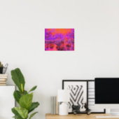 Trippy Magenta and Orange Impressionistic Garden Poster (Home Office)