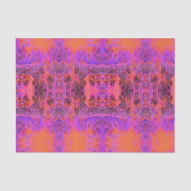 Trippy Magenta and Orange Impressionistic Garden Tissue Paper (Front)