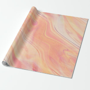 trippy marble swirl print peach pink wrapping paper