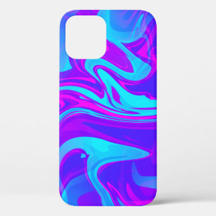 trippy marble swirl print purple blue iPhone 12 case