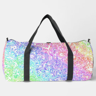 Trippy Maximalist Groovy Boho Bold Rainbow Marble Duffle Bag