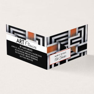 Trippy Maze Pattern, Art Teacher, Detailed Business Card