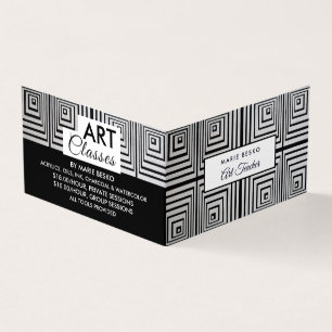 Trippy Maze Squares, Art Teacher, Detailed Business Card