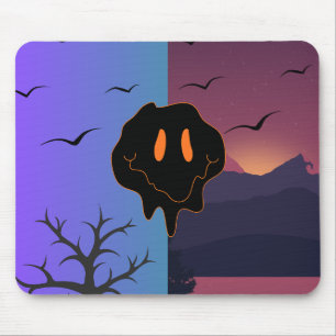 Trippy Melting Smile Face Day & Night Landscape Mo Mouse Mat