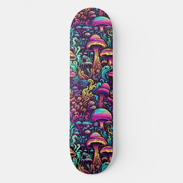 Trippy Mushroom Art Painting Skateboard (Front)