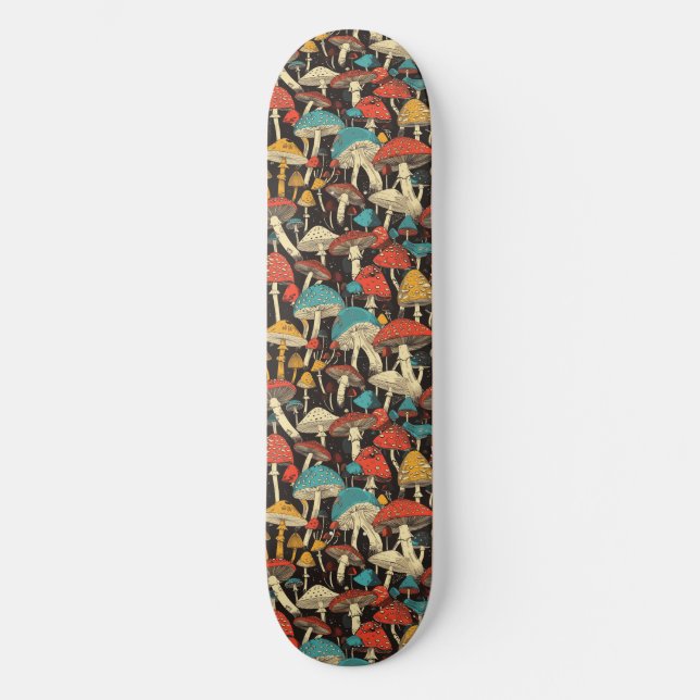 Trippy Mushroom Art Painting Skateboard (Front)