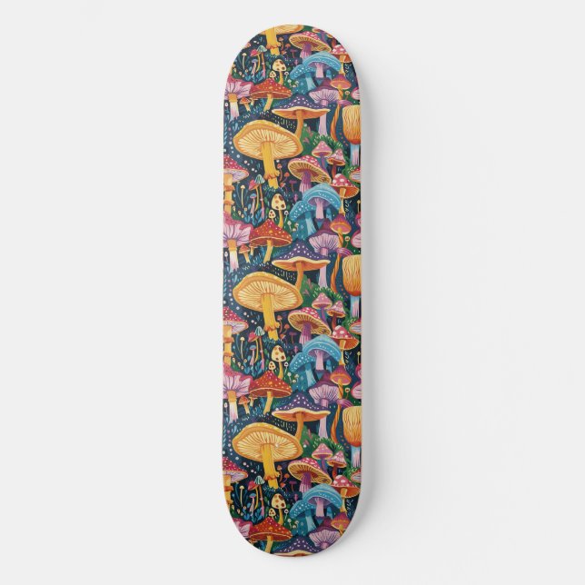 Trippy Mushroom Art Painting Skateboard (Front)