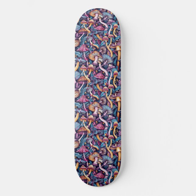 Trippy Mushroom Art Painting Skateboard (Front)