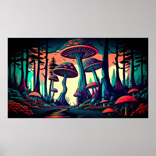 Trippy Mushroom Forest  Poster (Front)