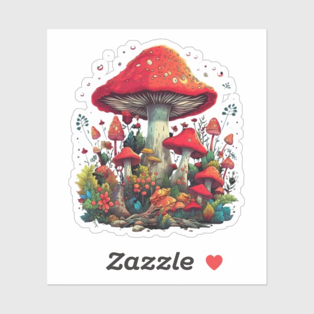 Trippy Mushroom Sticker, Psychedelic Delight (Sheet)