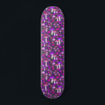 Trippy Mushrooms Purple, Pink, & Black Skateboard<br><div class="desc">This skateboard deck is decorated with trippy,  psychedelic illustrated mushrooms and flowers in shades of hot pink and bold purple against a black background.</div>
