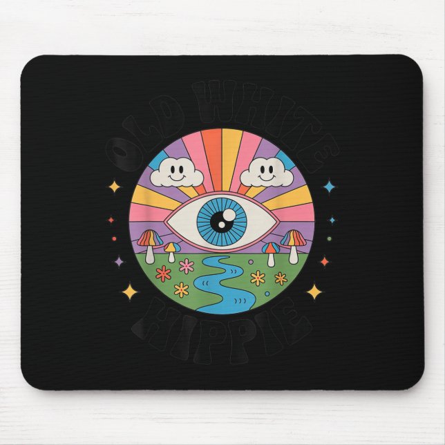 Trippy Old White Hipe Retro Psychedelic Art  Mouse Mat (Front)