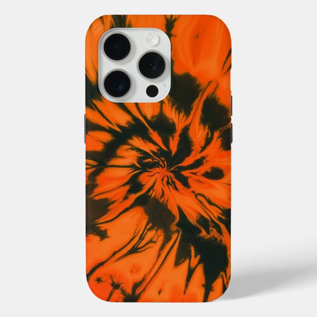 Trippy Orange and Black Tie Dye Spiral Hippie Case-Mate iPhone Case (Back)
