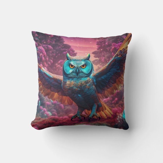 Trippy owl flying  cushion (Front)