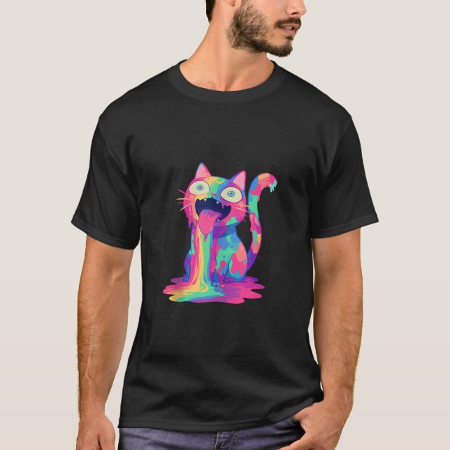 Trippy Party Crazy Rainbow Cat EDM Festival Tank T (Front)