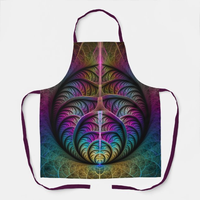 Trippy Patterned Colourful Abstract Fractal Art Apron (Front)