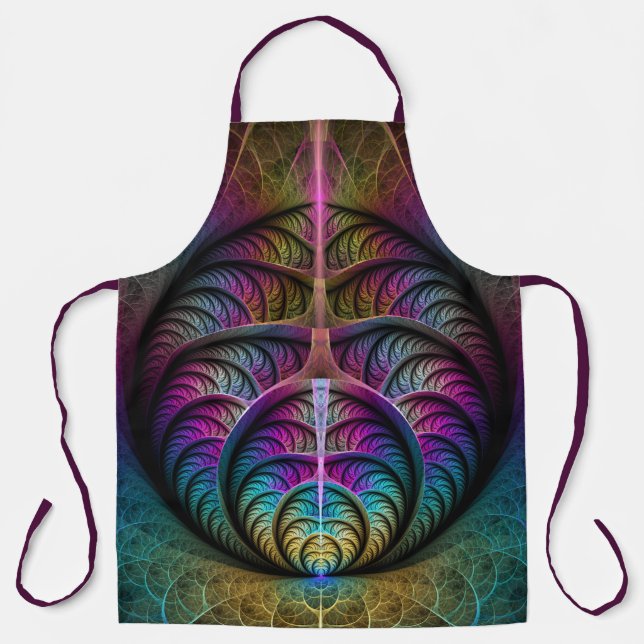 Trippy Patterned Colourful Abstract Fractal Art Apron (Front)