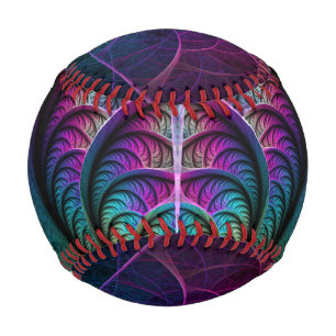 Trippy Patterned Colourful Abstract Fractal Art Baseball