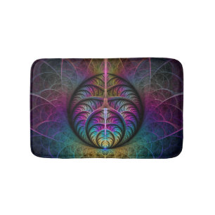 Trippy Patterned Colourful Abstract Fractal Art Bath Mat