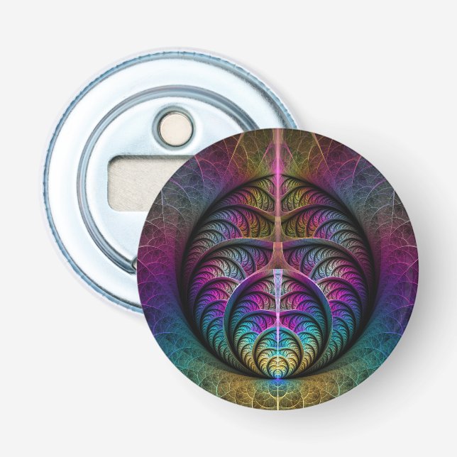 Trippy Patterned Colourful Abstract Fractal Art Bottle Opener (Front)