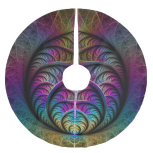 Trippy Patterned Colourful Abstract Fractal Art Brushed Polyester Tree Skirt