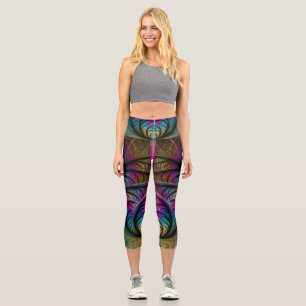 Trippy Patterned Colourful Abstract Fractal Art Capri Leggings