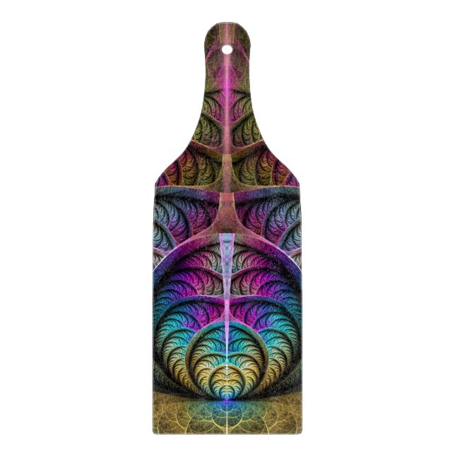 Trippy Patterned Colourful Abstract Fractal Art Cutting Board (Front)