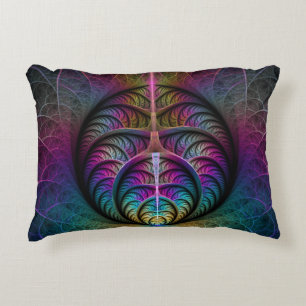 Trippy Patterned Colourful Abstract Fractal Art Decorative Cushion