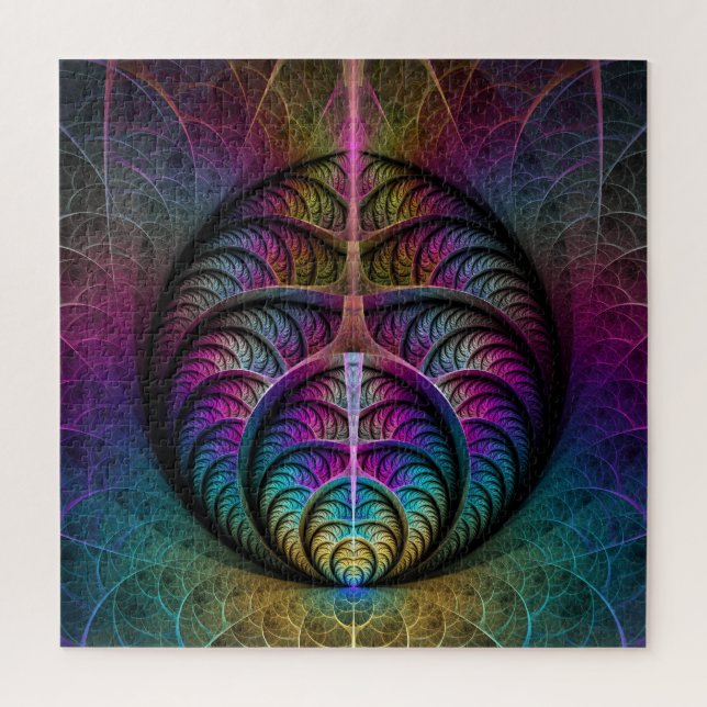 Trippy Patterned Colourful Abstract Fractal Art Jigsaw Puzzle (Vertical)