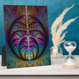 Trippy Patterned Colourful Abstract Fractal Art Plaque