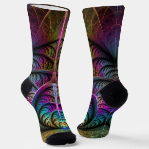 Trippy Patterned Colourful Abstract Fractal Art Socks
