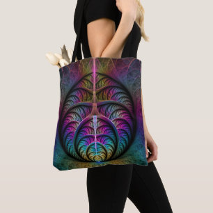 Trippy Patterned Colourful Abstract Fractal Art Tote Bag