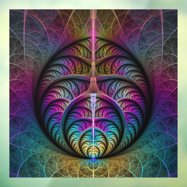 Trippy Patterned Colourful Abstract Fractal Art Window Cling (Sheet 3)